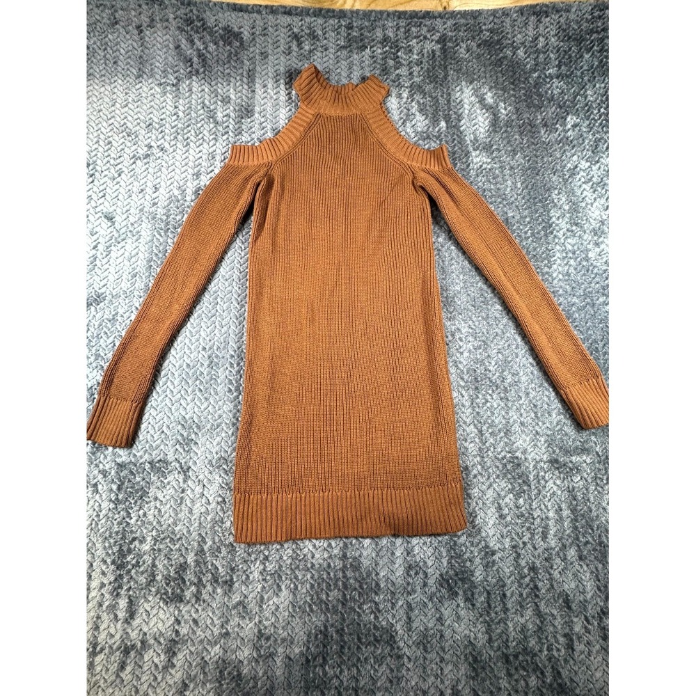 Abercrombie & Fitch Cold Shoulder Ribbed Sweater Dress Womens XS Brown High Neck